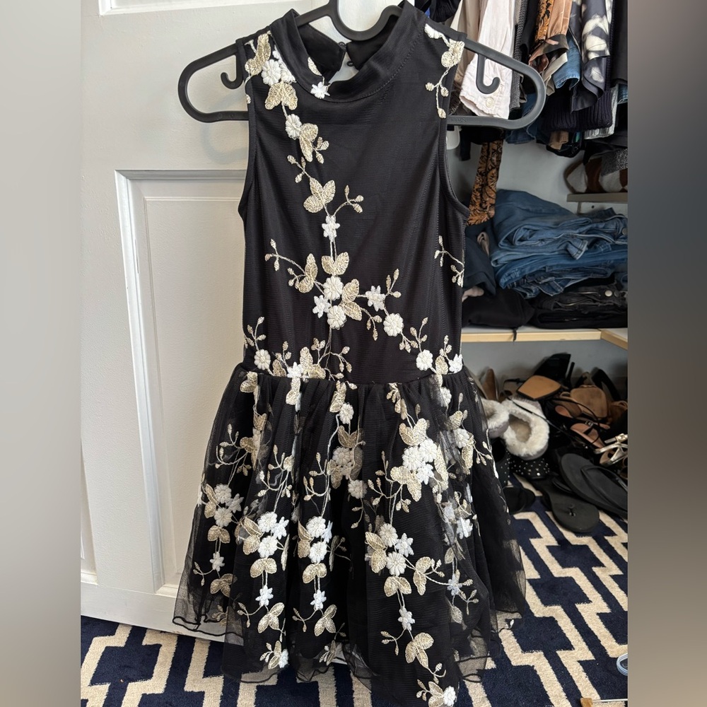 Elegant Floral Embroidered Kids Dress